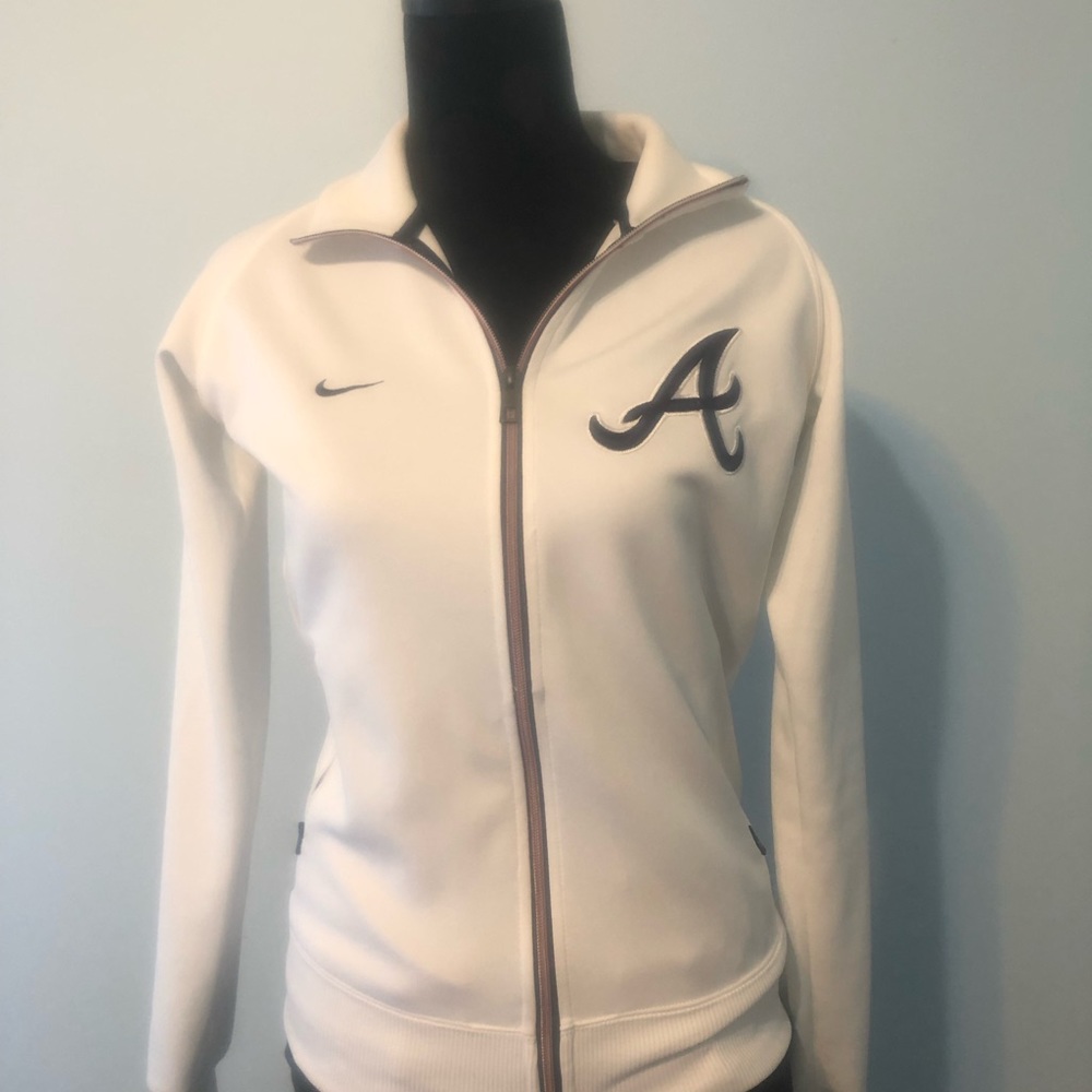 M Atlanta Braves Baseball Track Jacket White - Picture 2 of 6